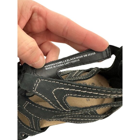 Earth Origins Kendra Kamilla black leather lace-up wedge gladiator sandals size - Picture 7 of 7